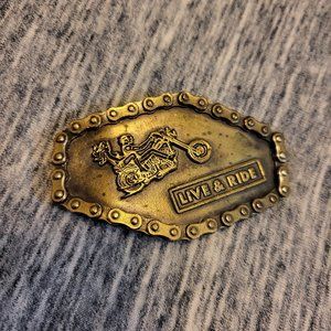 Vintage Live & Ride Motorcycle Chopper Chain Belt Buckle